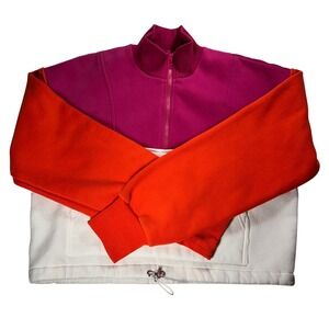 VICI SPORT Colorblock Quarter Zip Cropped Fleece Sweatshirt Women's Size S